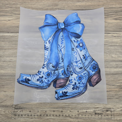 Blue Floral Boots