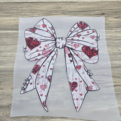 Valentine Faux Glitter Heart Bow