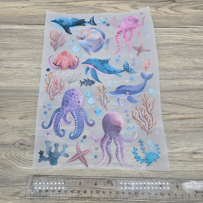 Watercolor Ocean Animals Collage