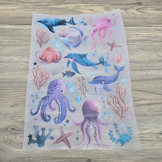 Watercolor Ocean Animals Collage