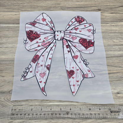 Valentine Faux Glitter Heart Bow